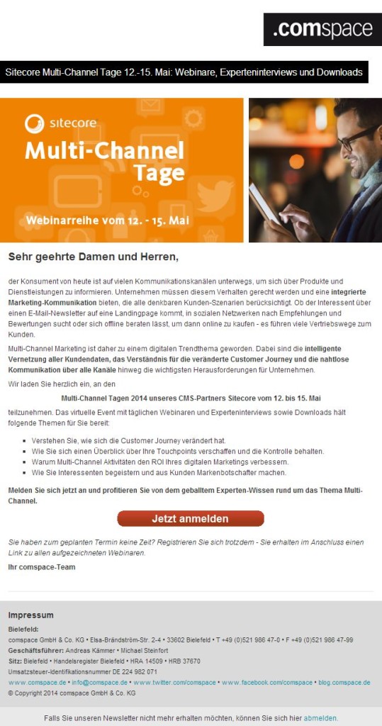 Newsletter Sitecore-Multi-Channel-Tage