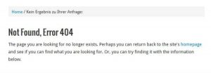 404 Fehler - Webseite - Inhalt nicht gefunden
