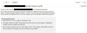 Google Webmaster Tools - Big Traffic Change