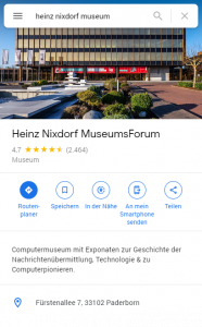 Screenshot Heinz Nixdorf MuseumsForum auf Google Maps
