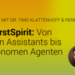 Gesichter von Timo Klattenhoff und René Voß, daneben der Text "AI in FirstSpirit: Von smarten Assistants bis zu autonomen Agenten" plus comspace-Logo